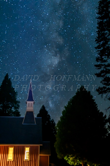 Yosemite Chapel with Milky Way Galaxy. Image IMG_8446.